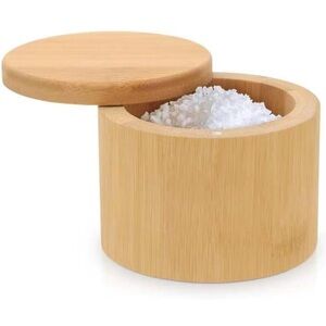 Bamboo Salt Box with Lid 6oz NIB